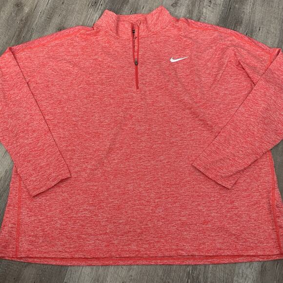 NIKE RUNNING Dry Element Half Zip Pullover Womens Plus 2X Red Heather Stretch - Picture 1 of 7